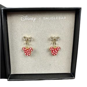 Disney x Baublebar Mickey Mouse Red Pearl Bow Ribbon Ornament‎ Dangling Earrings